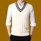 Men's Clothing Icon Knit Sweater Male Sleeveless Striped Waistcoat Vest Beige Heated Korean Style High Quality Replica Street X