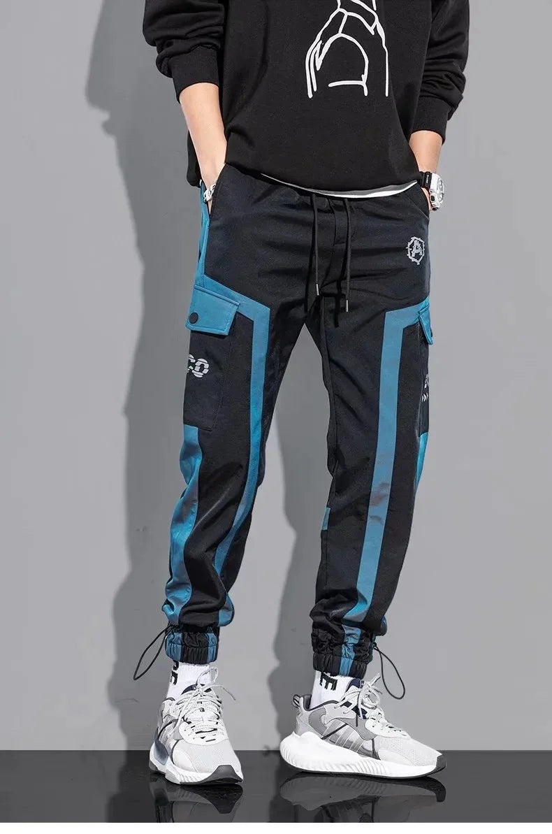 Thin Streetwear Casual Pants Men Ribbons Harem Jogging Pants Male Slim Fit Spring Cargo Pants Multi-Pockets Women Trouser