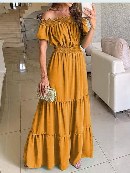 Summer Boho Red Dress Fashion Short Sleeve Beach Long Dress Casual Loose Elegant Holiday Party Dresses For Women Robe Femme 2025