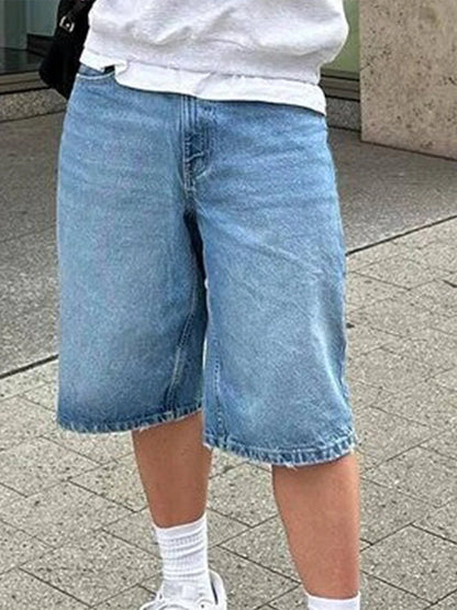 Men Denim Shorts Zipper Button Closure Summer Casual Shorts with Pockets Male Trendy Fashion Short Jeans for Streetwear Y2K 00s