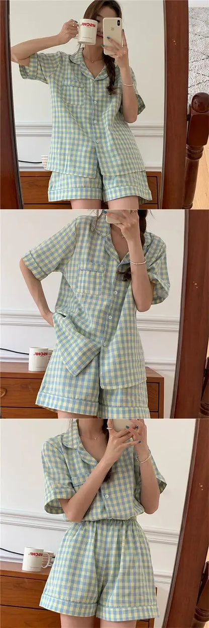 New Women Sleepwear Cartoon Pajamas Female Short  Pants Short Sleeved Summer Spring Loungewear Fashion Home Clothing Home wear