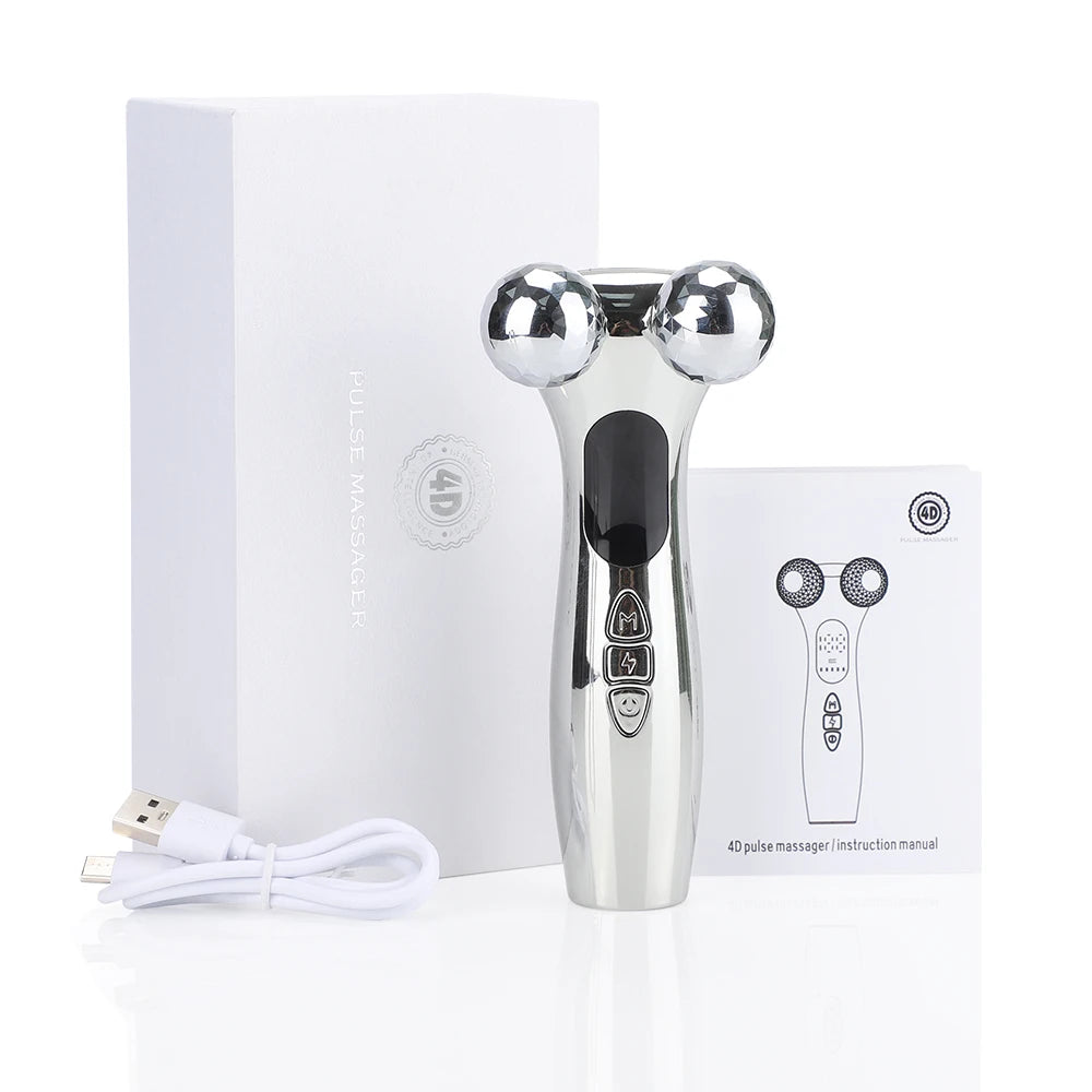 Electric Facial Micro-current Beauty Instrument LED Display Face Lifting Roller Massager Skin Tighten Massage Beauty Devices