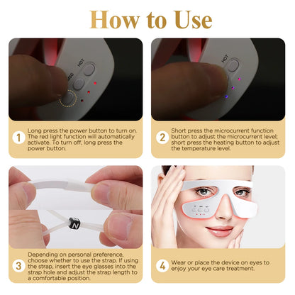 Electric 3D Eye Beauty Device with 3 Modes - Eye Vibrator Massage & 36 LED Light Therapy for Gentle Fatigue Relief And Dark Circ