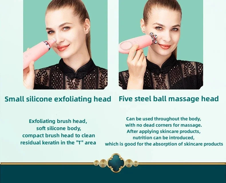 Beauty 4 in 1 Facial Skin Lifting Device Face Brush Cleanser Electric Silicone Facial Cleaning Brush for Deep Cleaning