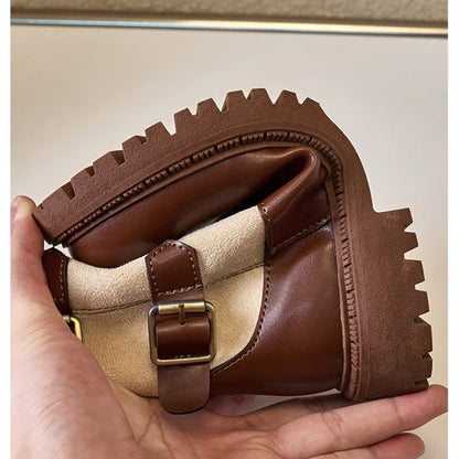 Children High Boots for Girls 2025 Autumn Winter New Fashion and Comfortable British Style Casual Versatile Trendy Leather Shoes