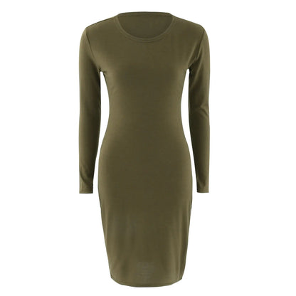Sexy Elegant Dress Short and Long Sleeve Solid Color Midi Bodycon Dress Women Skinny Slim Pencil Dress Club Party Vestidos