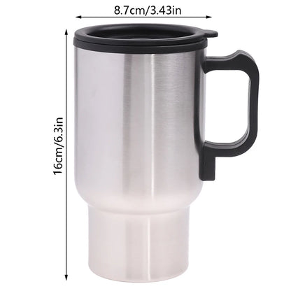 12V 450ml Steel Vehicle Heating Cup Electric Heating Car Kettle Coffee Heated Mug USB Heating Car Coffee Mug Thermos Cup