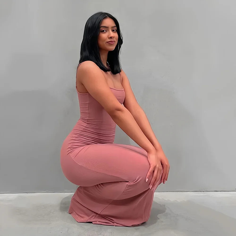 Women's Casual Lounge Slip Long Dress Sexy Sleeveless Backless Bodycon Maxi Dresses Summer Slim Elegant Sexy Outfits Ladies