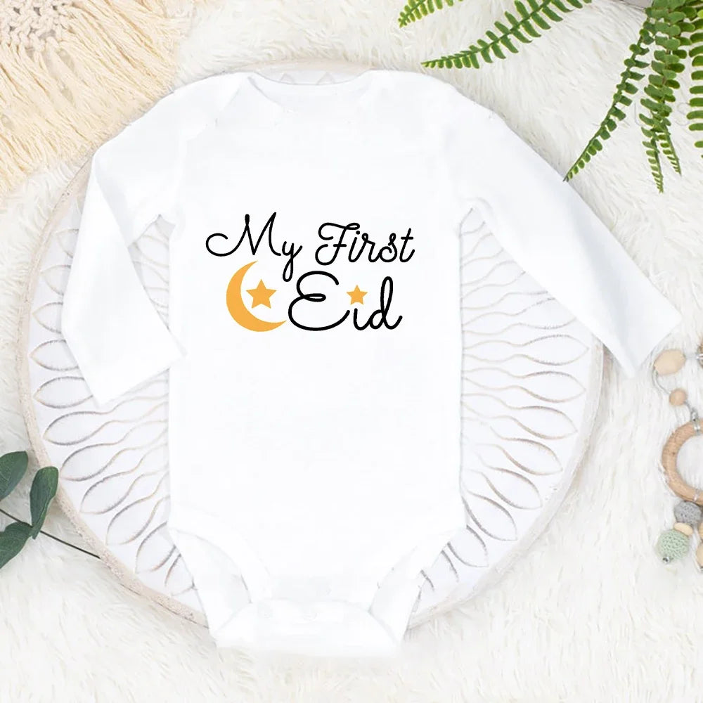 Baby's First Eid Bodysuit My First Eid Toddler Outfit Ramadan New Born Long Sleeve Romper Child Boy Girl Ramadan Clothes
