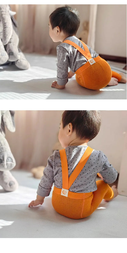 2025 Spring Fashion Boy Baby Solid High Waist Overalls Girl Children Cotton Leggings Infant Casual Suspenders Pants Kid Trousers
