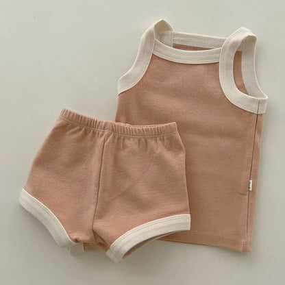 2025 New Baby Sleeveless Clothes Set Boy Girl Summer Thin Cotton Vest + Shorts 2pcs Suit Infant Outfits Toddler Breathable Set