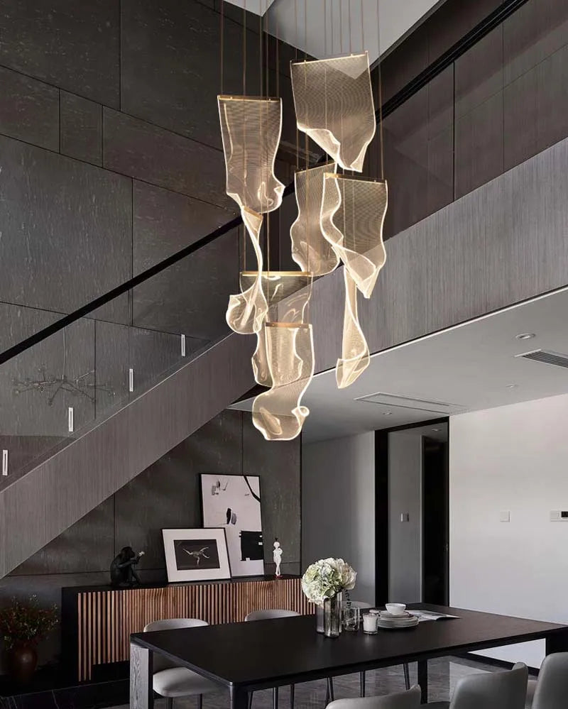 Modern Simple Led Luxurious Duplex Building Large Chandelier Living Room Creative Villa Pendant Lamp Stair Dining Hall Lighting