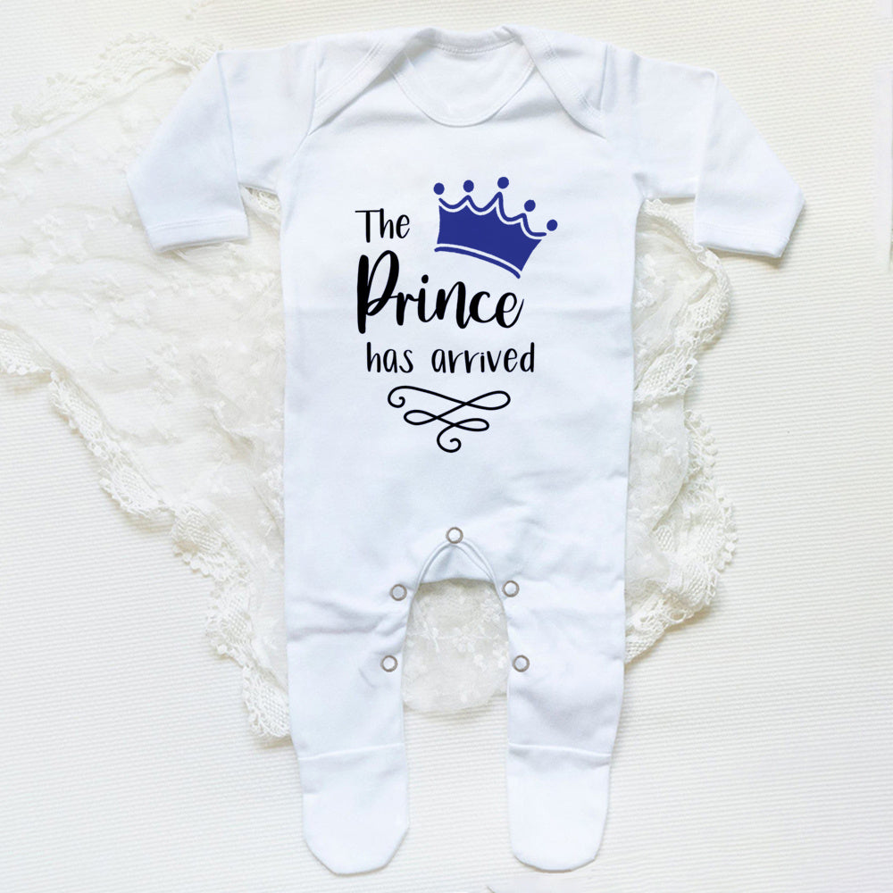The Prince Has Arrived Print Baby Baby grow Sleepsuit Vest Bodysuit Newborn Boys Coming Home Hospital Clothes Infant Shower Gift