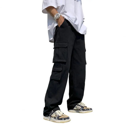 New Cargo Pants Men's Loose Straight Oversize Clothing Solid Grey Versatile Work Wear Black Joggers Cotton Casual Male Trousers