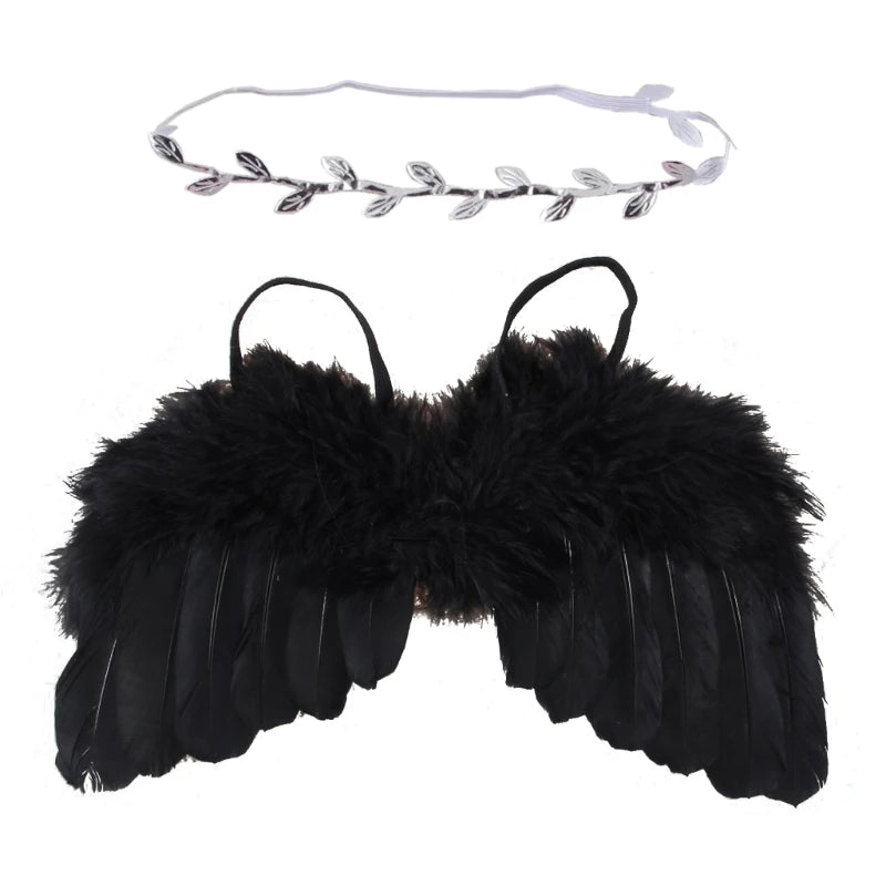 Newborn Photography Props Outfits Baby Headdress and Baby Wings Set