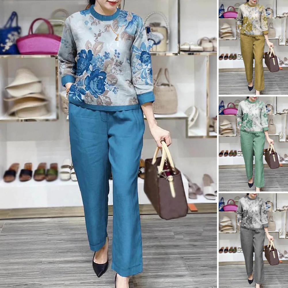 Summer Sets Large Silk Wide Leg Trouser Set Women's Spring 2025 New Print Silk Fashion Slim Two Piece Set Female Elegant