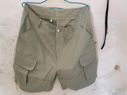 Summer Fashion Casual Tooling Shorts Men's Solid Loose Cotton Multi-pockets Cargo Pants Comfy Beach Sport Short Trousers for Men
