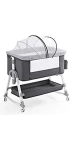 Baby Crib,3 in 1 Baby Bassinet Bedside Crib Adjustable Portable Bed for Infant, Baby Newborn Must Have Bed