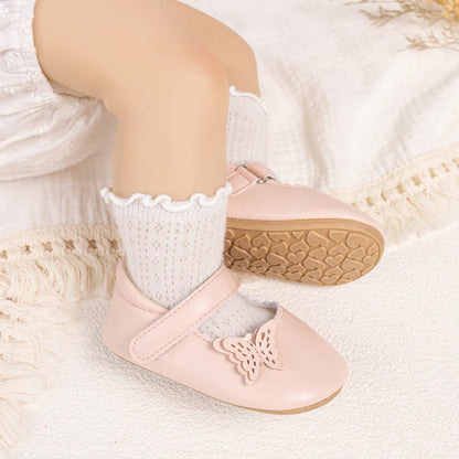 Girls Princess Shoes Bowknot Rubber Sole Anti-slip PU Leather Baby Shoes Newborns First Walkers Crib Shoes Spring Autumn
