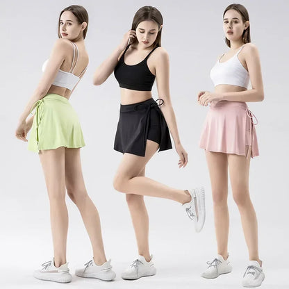 2025 Women Side Slit Sports Skirts Badminton Tennis Workout Skirt Golf Running Skirt Quick Drying Yoga Fitness Skirt Shorts