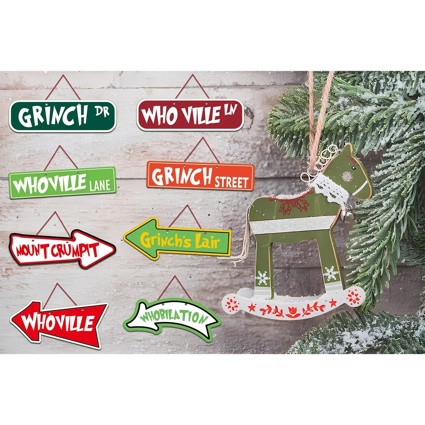 Christmas Tree Decorations 16pcs Grinch's Christmas Tree Hanging Ornament Holiday Xmas Grinch's Ornaments Grinch's Christmas Decor