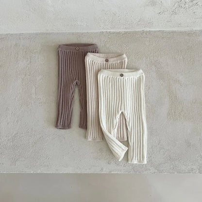 2025 New Infant Toddler Cotton Ribbed Knit Leggings Solid Baby Trousers Autumn Children Pp Pants Baby Boy Girl Stretch Leggings