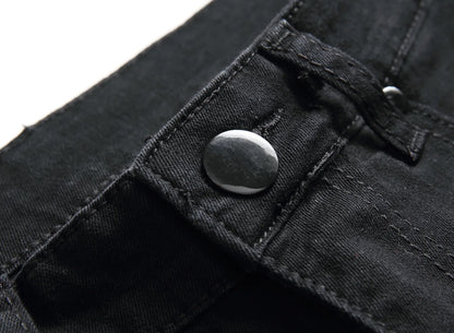 Punk Street Style Ripped Skinny Jeans Men Vintage Wash Solid Denim Trouser Men's Casual Slim Fit Pencil Denim Holes Pants 2025