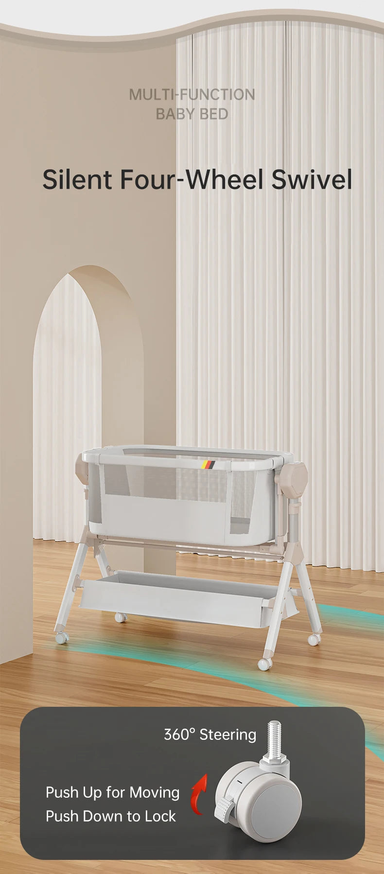 Folding cribs Baby bed Switch large bed Multifunctional infants and young children to move new baby bed