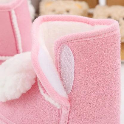 Baywell Cute Cartoon Animal Newborn Baby Boots Winter Plush Snow Booties for Boy Girl Soft Soled Comfortable Warming Shoes