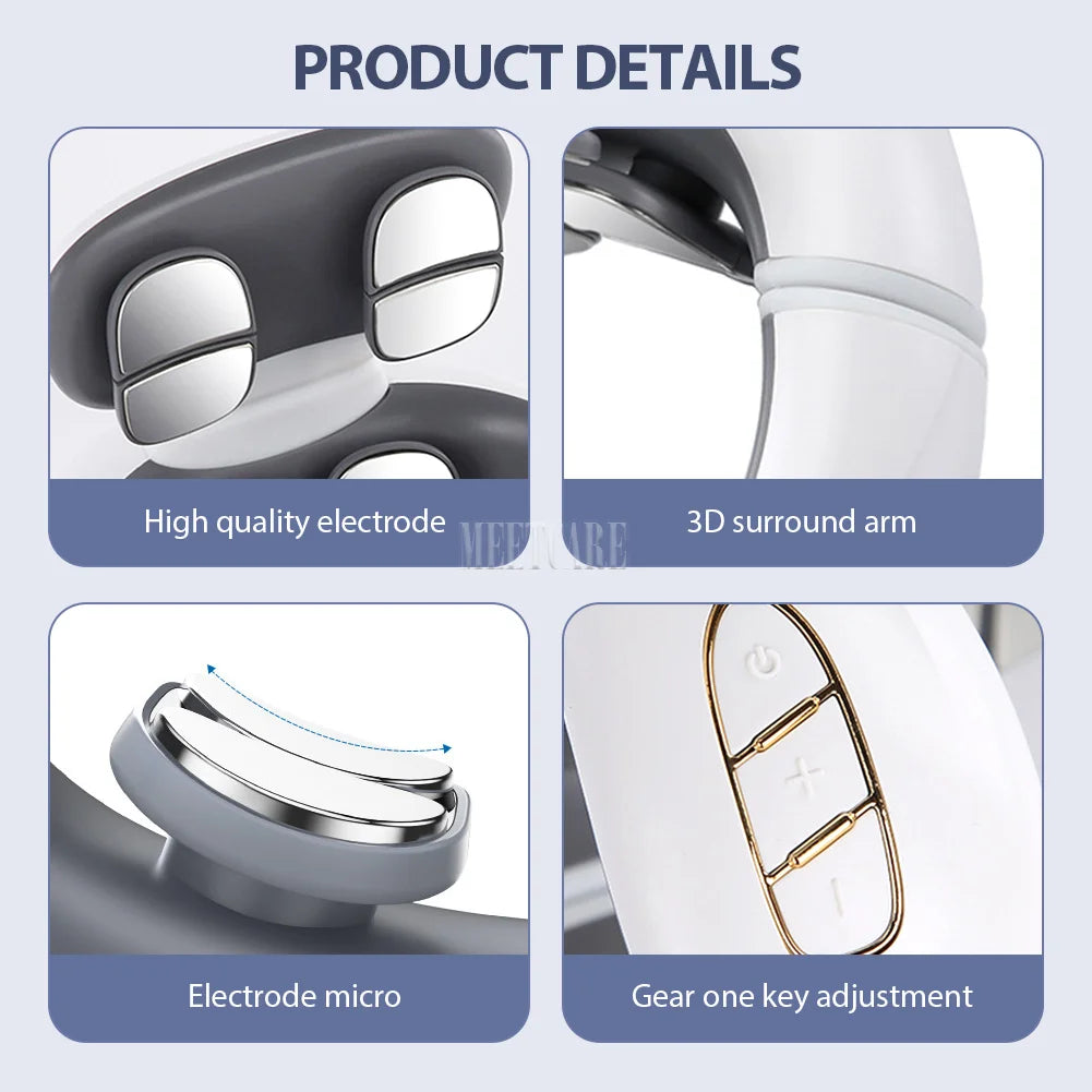 Smart Back Neck Massager with Heating TENS Pulse Cervical Muscle Massage Wireless Shoulder Relief Pain Health Care