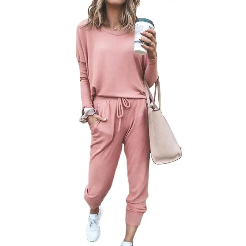 Women Autumn Casual Tracksuits 2025 Solid Color Loose Pullover Hoodies Two Piece Set Female Long Sleeve Tops Pants Sportswear