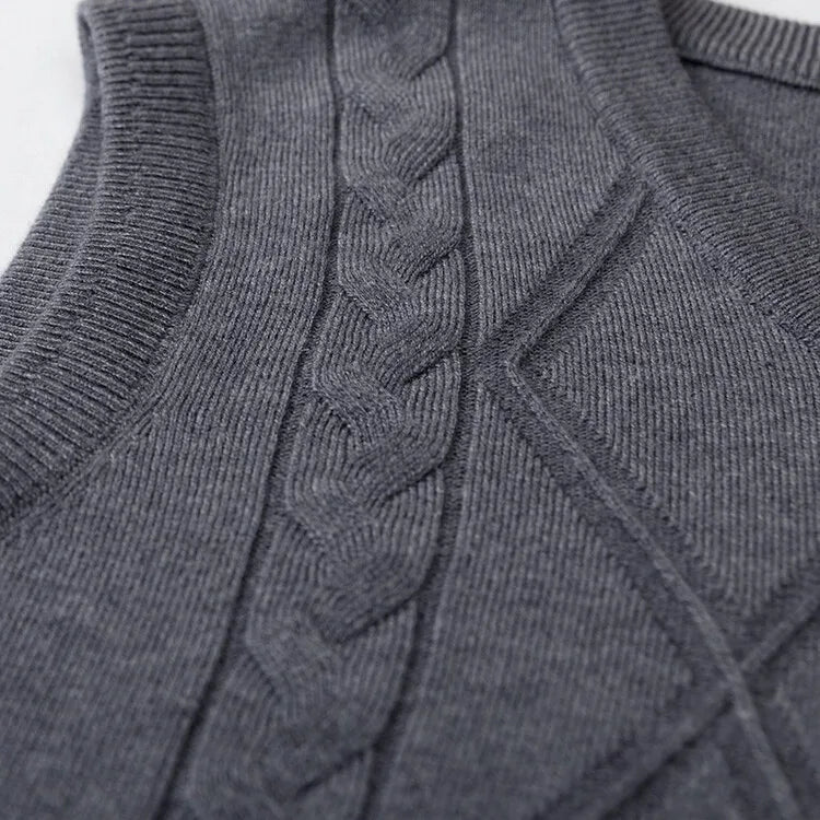 2025 New Trend Men's Business Casual Pullover Wear Warm Sleeveless Wool Knitted Sweater Vest Tops