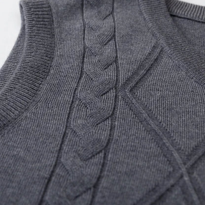 2025 New Trend Men's Business Casual Pullover Wear Warm Sleeveless Wool Knitted Sweater Vest Tops
