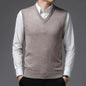 New Men's Autumn High-end Sweater Vest V-neck Warm Knit Sleeveless Men's Clothes Pullover Tops