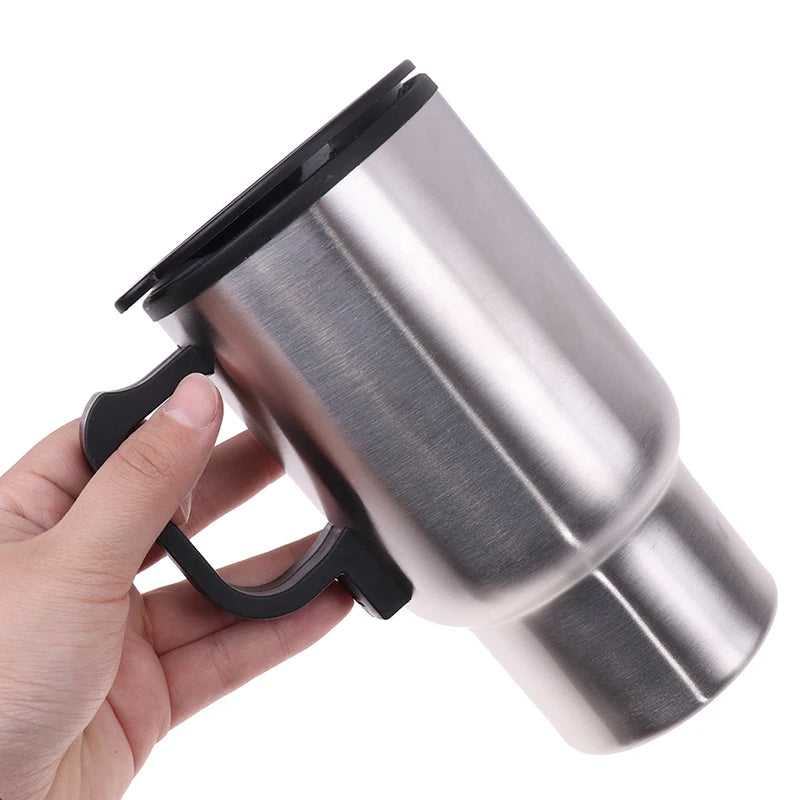 12V 450ml Steel Vehicle Heating Cup Electric Heating Car Kettle Coffee Heated Mug USB Heating Car Coffee Mug Thermos Cup