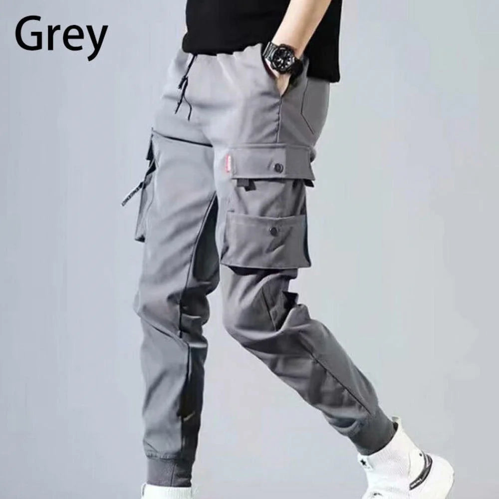 Men Pants Soft Fabric Multi Pockets Elastic Waist Spring Summer Cargo Pants Wear-resistant Jogger Trousers Simple Clothes