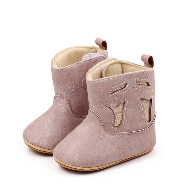 Suefunskry Baby Girl Boy Warm Boots Vintage Style Hollow Out First Walking Shoes Cute Snow Boots Shoes for Winter Fall