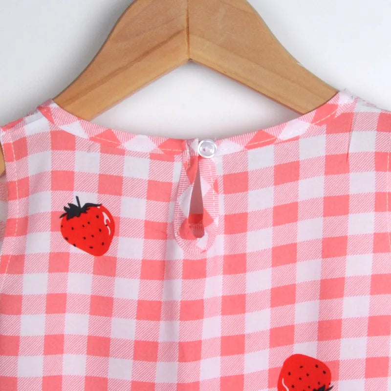 Baby Girls Clothes Summer Dress Flying Sleeve Newborn Infant Dresses Plaid Sleeveless Cotton Newborn Princess Dress Baby Girl
