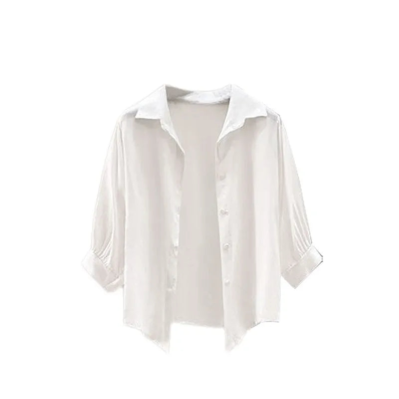 2025 Summer New Fashion Tracksuit Matching Set Women's Elegant White Sunscreen Shirt+ Vest+ Casual Wide Leg Pants 3-Piece Suit