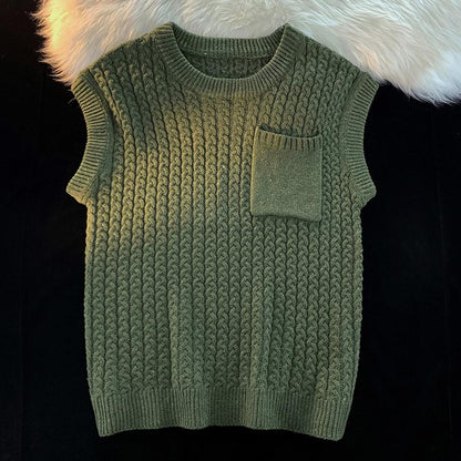 Chic Sweater Vest Knitwear Men Sweater Vest Loose Anti-pilling Pullover Winter Sweater Vest  Keep Warm