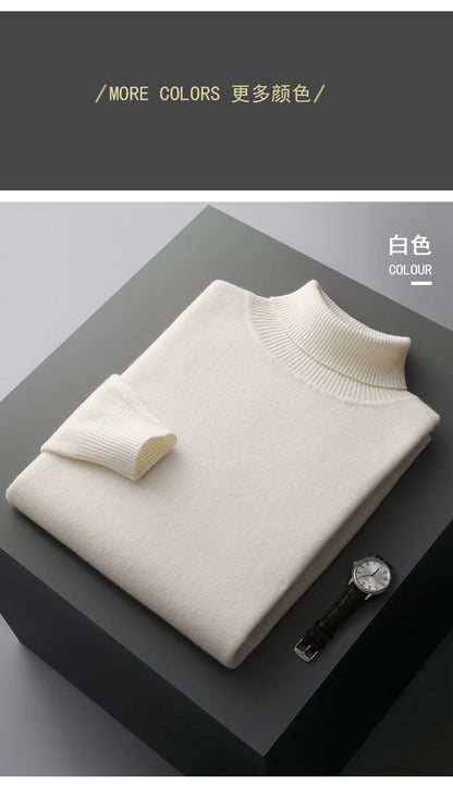 Autumn and winter new 100% merino cashmere sweater men's knitted pullover padded warm turtle neck fashion loose plus size coat