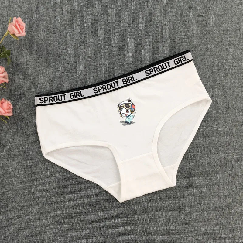 3Pcs New Fashion Cartoon Printing Letter Edge Girl Cotton Underwear Student Boxer Underwear Girls Triangle Underwear 8-16 Years