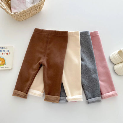4646 Buy 2pcs Wholesale Baby Pant 2024 Winter New Girls' Leggings Korean Patch Plus Velvet 0-5 Years Baby Pants Trousers
