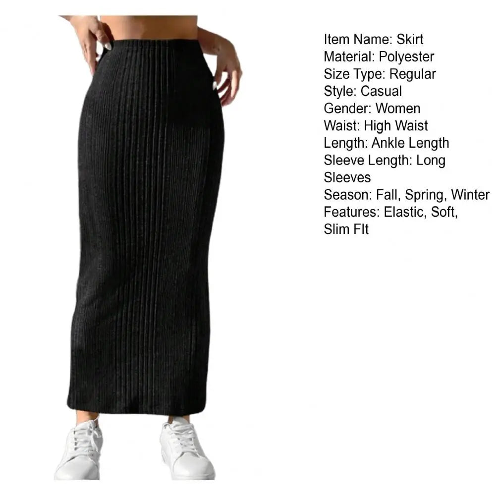 Solid Bodycon Ruched Knitted Long Skirt Women Sexy Black Elastic Elegant High Waist Mermaid Sheath Maxi Skirts Summer Streetwear