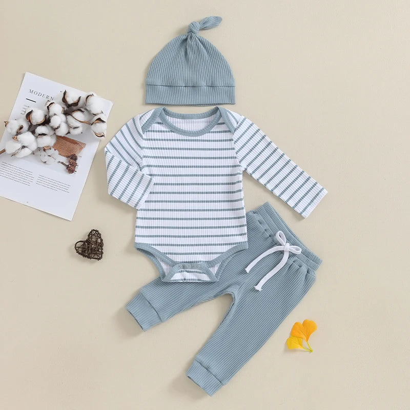 Mubi neo 0 to 18 Months Infant Set Newborn Baby Boy Clothing Top and Bottom Set Striped Children's Fashion for Babies Boy Outfits