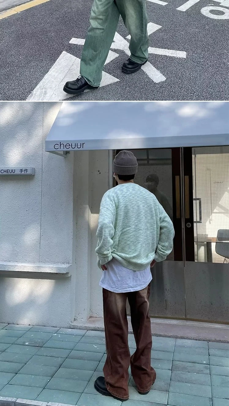 Men Jeans Retro Washed Daily S-3XL Hip Hop Teenagers Fashion Loose European Style Y2K Simple Wide Leg Trousers Vitality Chic