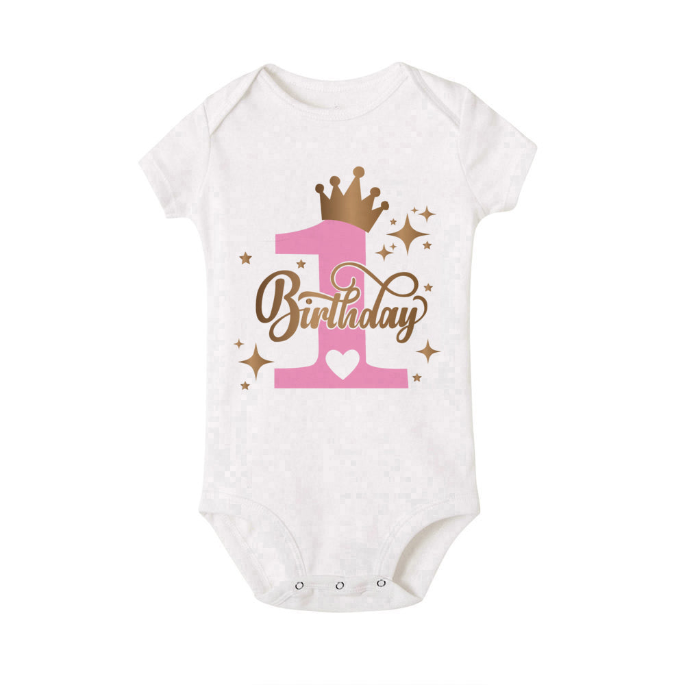 My 1st Birthday Print Baby Romper Infant Bodysuit Newborn Short Princess Sleeve Jumpsuit Baby Girl Birthday Party Outfit Clothes