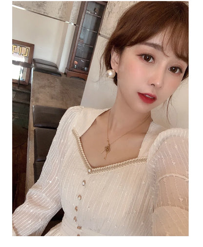 2025 Summer New Women Fashion Elegant White Midi Dresses Vintage Princess Female Party A Line Clothes Prom Robe Vestdios