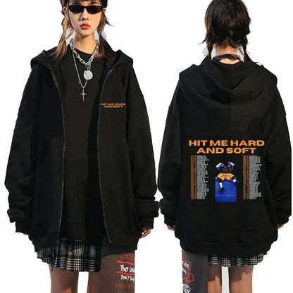 Hit Me Hard and Soft 2025 Tour Zipper Hoodies Men Women Harajuku Pullovers Fashion Hip Hop Zip Up Sweatshirts Jackets Fans Gift