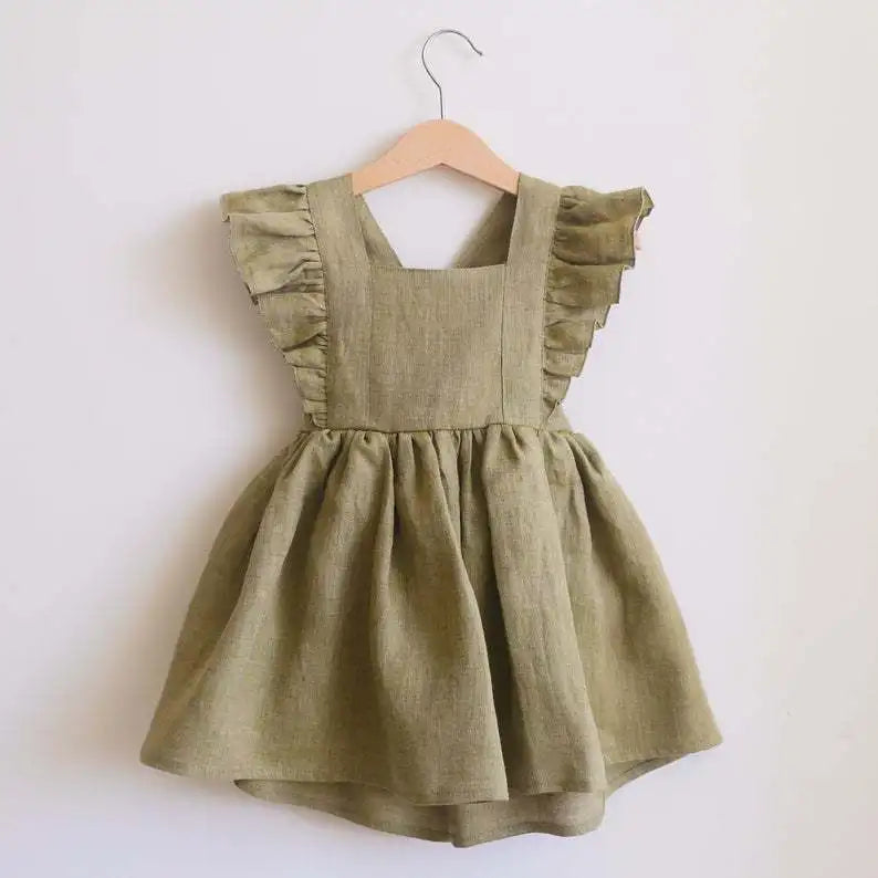 Summer Toddler Girl Dress 100% Cotton Ruffles Baby Dress Infant Dress Sister Clothes